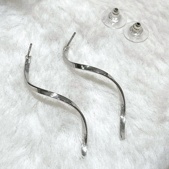 Any 2/$20! Silver Drop Swirl Stud Earrings - Picture 6 of 8